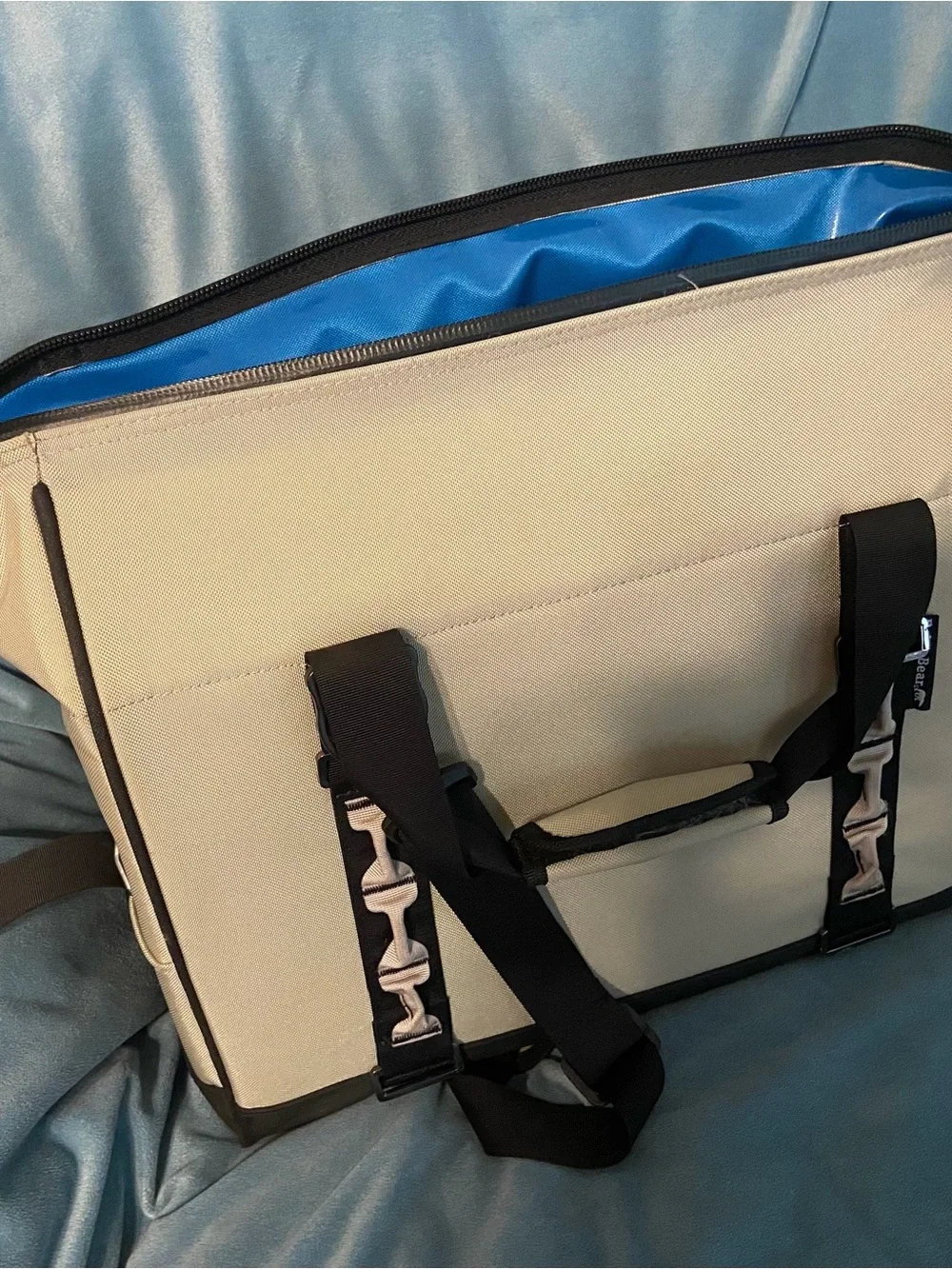 Men’s Tan and Black Duffel Cooler Bag with Blue Interior
